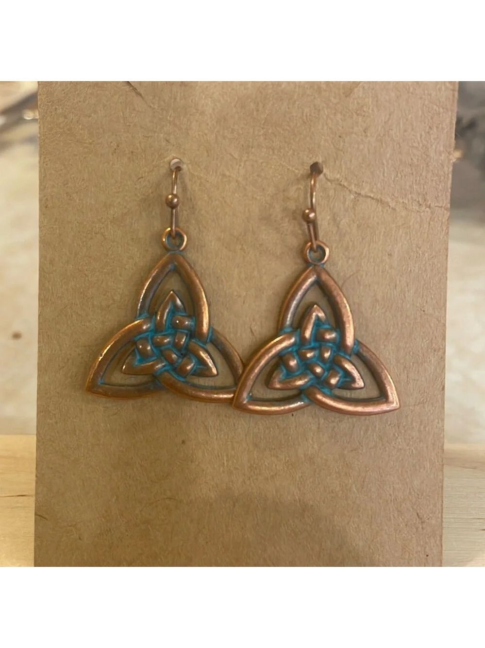 Retro Ethnic Style Drop Earrings - Bronze with Distressed Green Finish, …